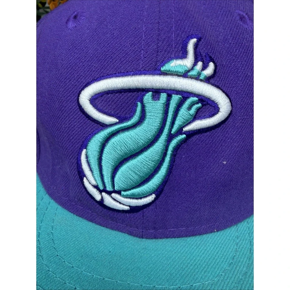 Miami Heat‎ NBA Hardwood Classics New Era M/L Snapback Hat Cap Purple Turquoise